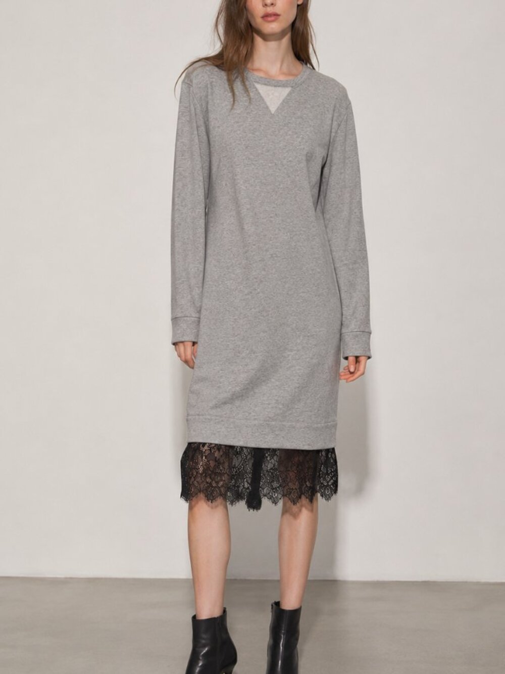 BCBG Maxazria sweatshirt/lace detailed dress SZ S